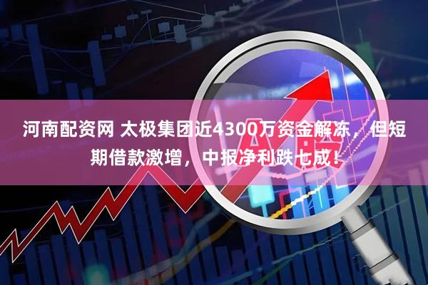 河南配资网 太极集团近4300万资金解冻，但短期借款激增，中报净利跌七成！