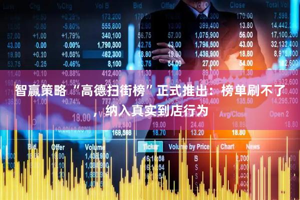 智赢策略 “高德扫街榜”正式推出：榜单刷不了，纳入真实到店行为