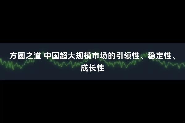 方圆之道 中国超大规模市场的引领性、稳定性、成长性